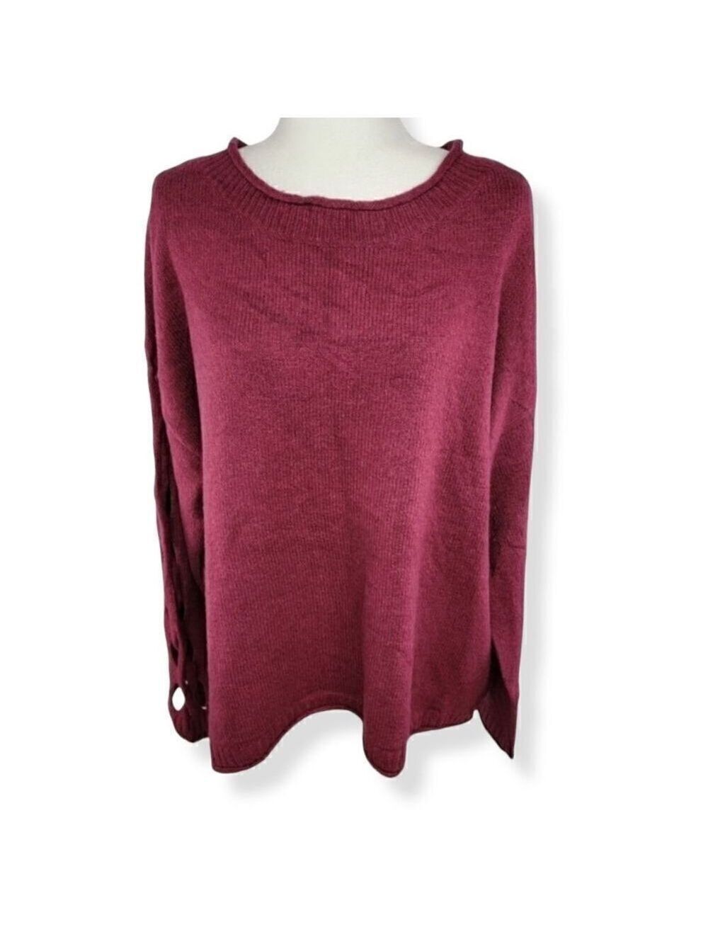 Boutique Plus Burgundy Crewneck Sweater Size 0X NWT